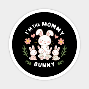 Adorable Mommy Bunny and Babies Springtime Love Design Magnet